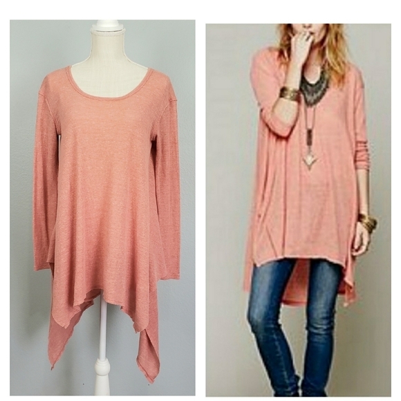 We The Free Tops - WE THE FREE Drippy Wonder Woman Waffle Knit Thermal Tunic Sz XS Orange/Peach